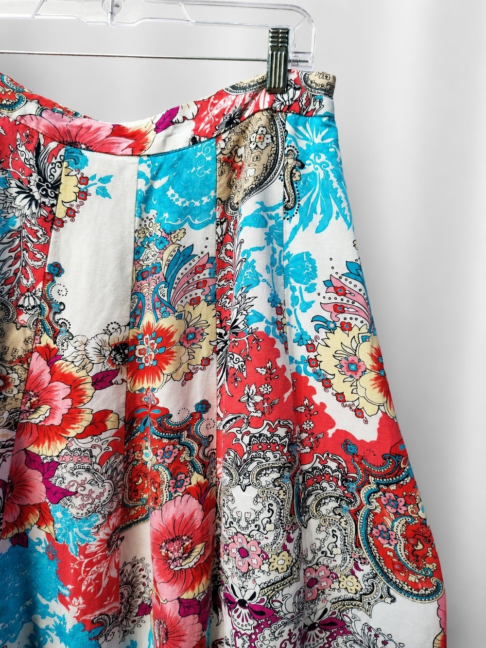 Grace Elements Linen Blend Floral Paisley A-Line Skirt Large Colorful Boho Fairy - Picture 2 of 6